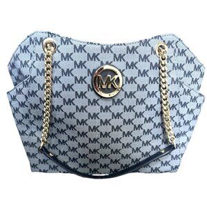 Michael Kors Navy Jet Set Medium Logo Tote Bag Purse